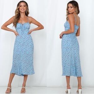 Blue Floral Midi Dress